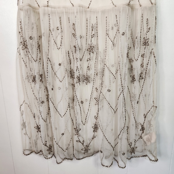 Free People Sheer Mesh Beaded Art Deco Mini Dress Sleeveless Eras Boho Large - Picture 5 of 15